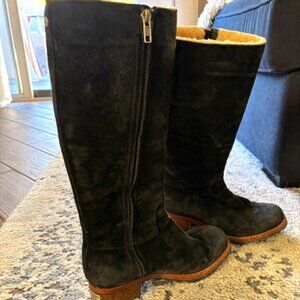 Ugg Broome Tall Black Suede Boots, Fully Sherpa Lined, Size 6.5